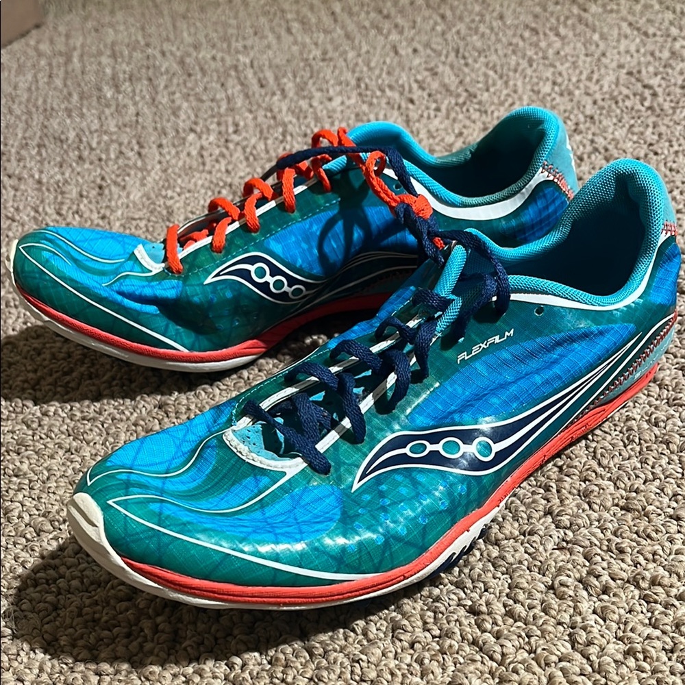 Saucony Spitfire Blue and Orange Track & Field Shoe